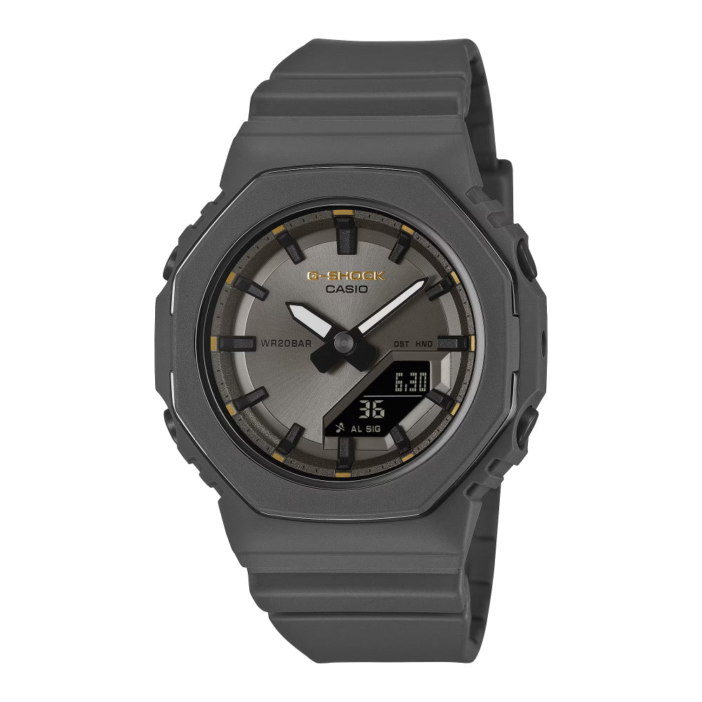Gray Casio watch on a white background