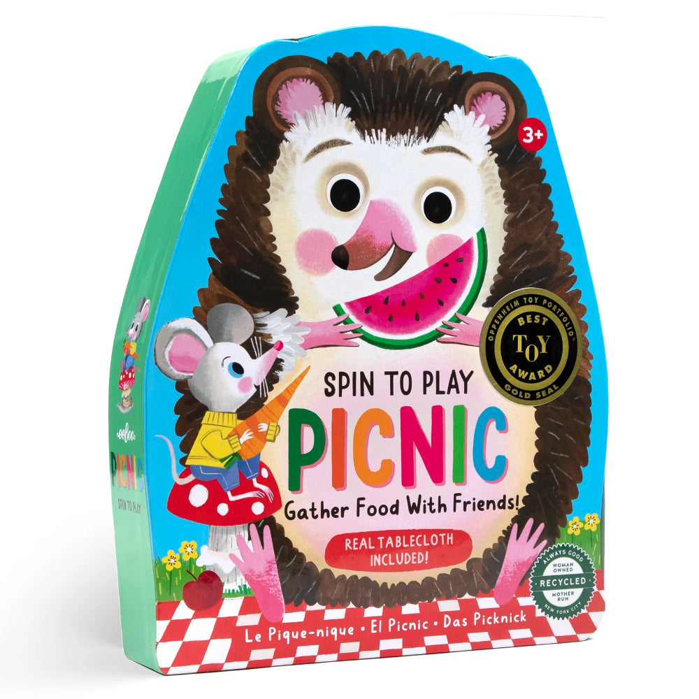 Game packaging with a hedgehog character holding a watermelon, featuring colorful graphics and text.