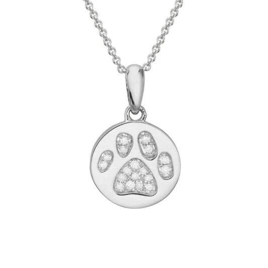 14k Diamond Paw Print Pendant Necklace