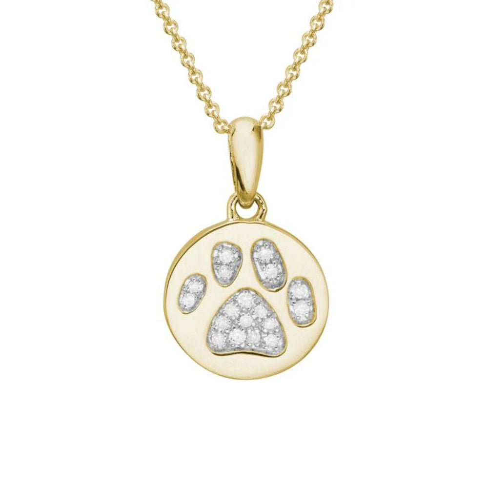 14k Diamond Paw Print Pendant Necklace