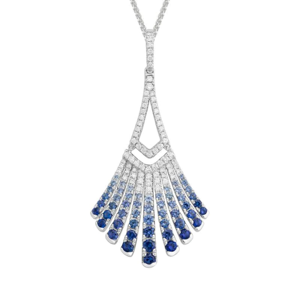 Blue Sapphire & Diamond Pendant Necklace