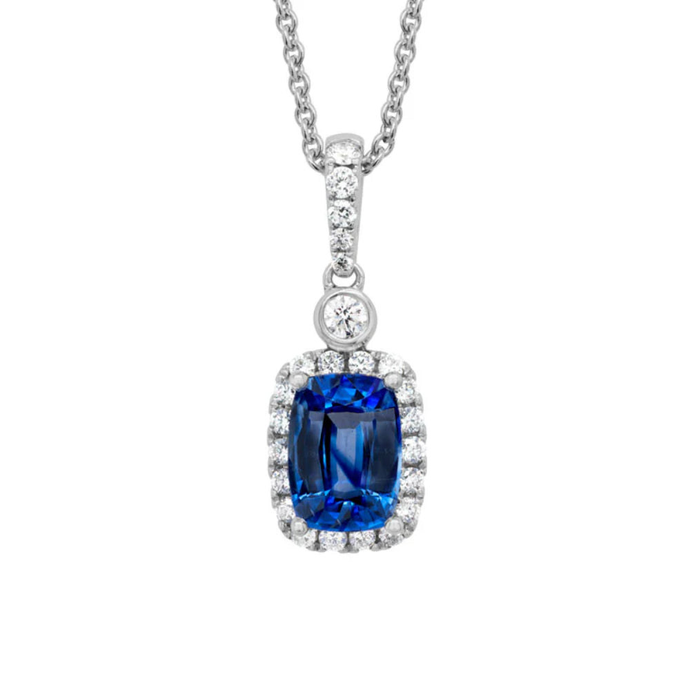 14k Sapphire and Diamond Pendant Necklace
