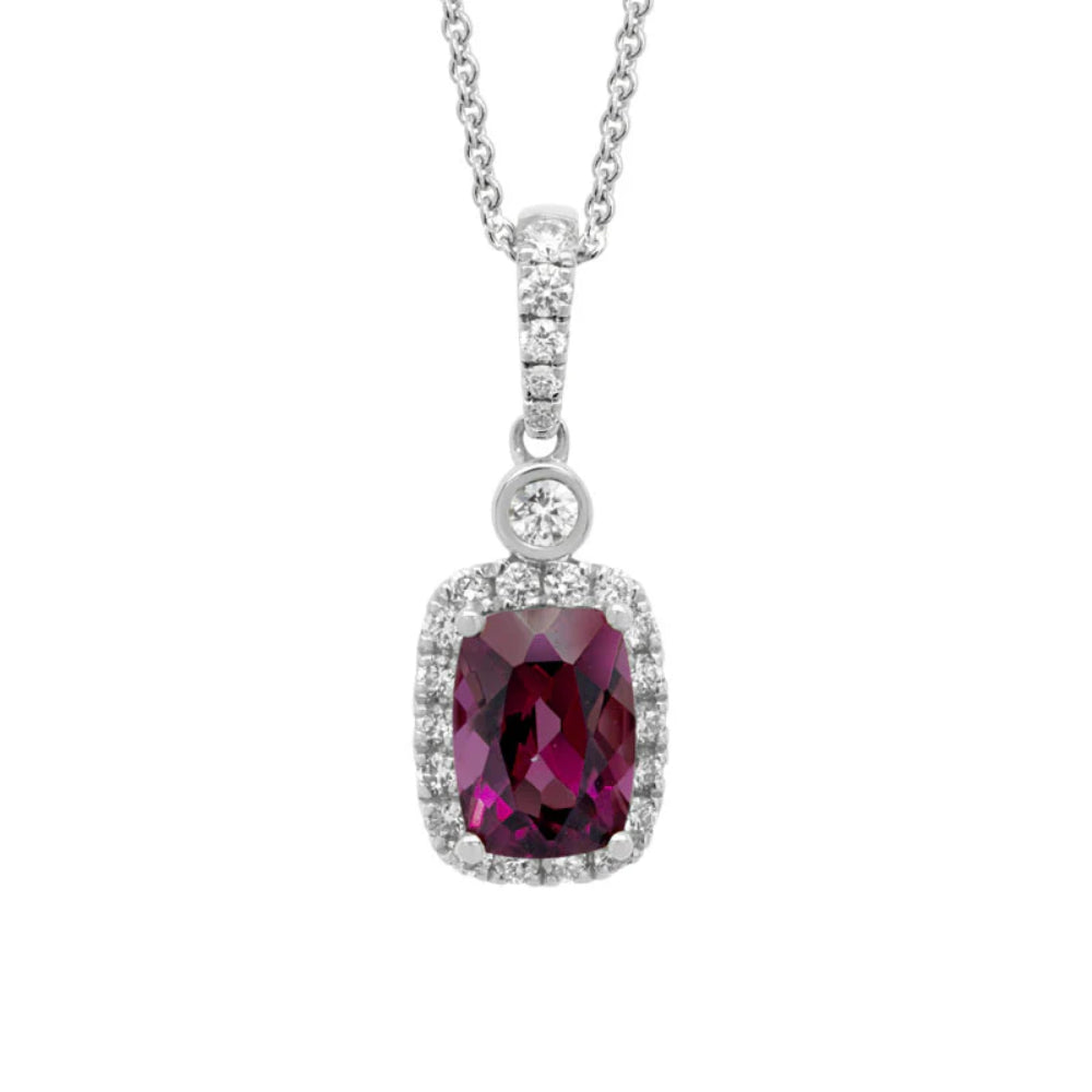 14k Garnet and Diamond Pendant Necklace