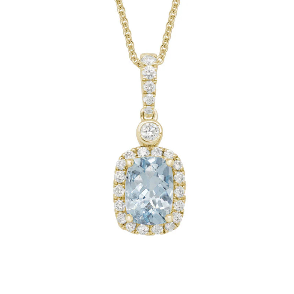 14k Aquamarine and Diamond Pendant Necklace