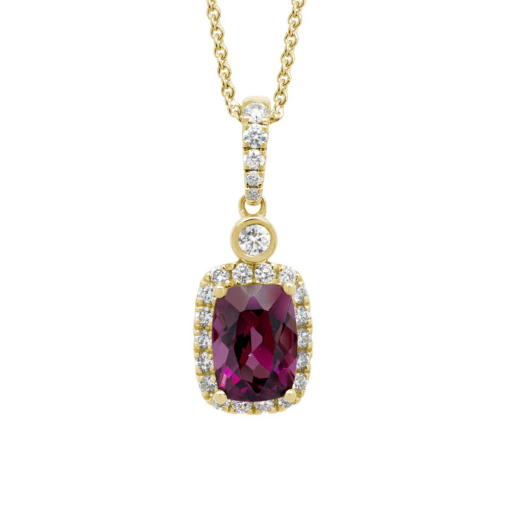 14k Garnet and Diamond Pendant Necklace