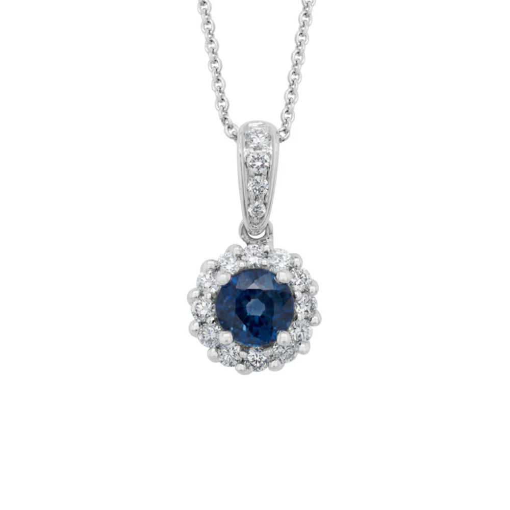 14k Sapphire and Diamond Pendant Necklace