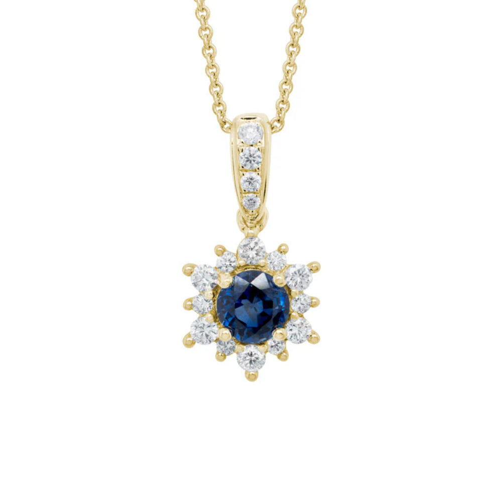 14k Sapphire and Diamond Pendant Necklace