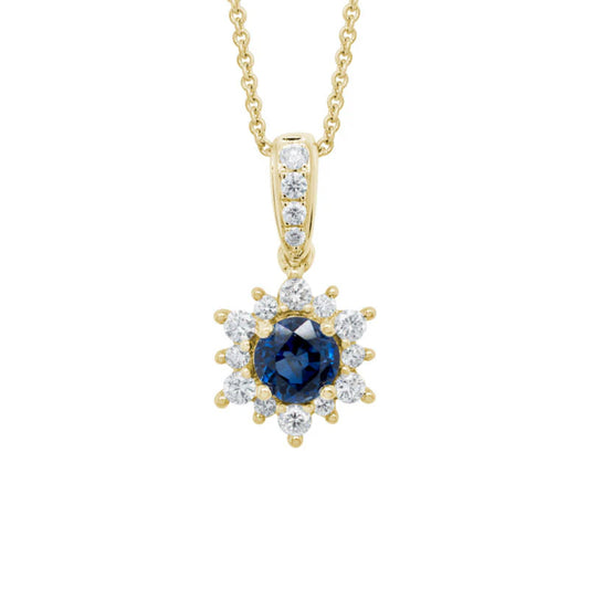 14k Sapphire and Diamond Pendant Necklace