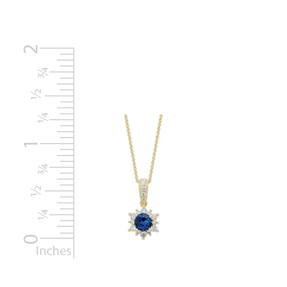 14k Sapphire and Diamond Pendant Necklace