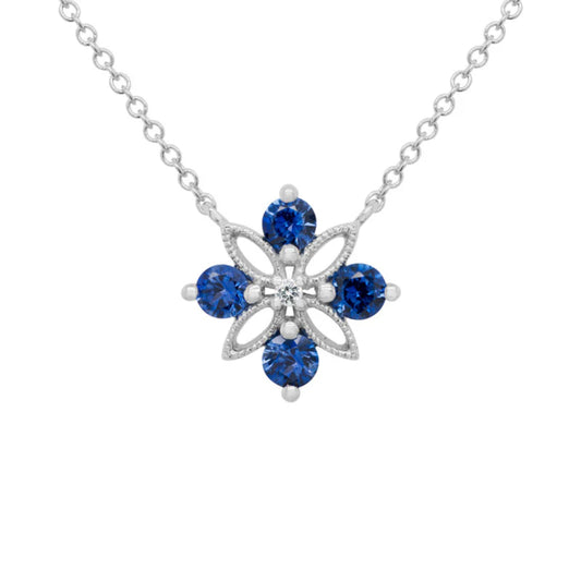 14k Gold Sapphire and Diamond Pendant Necklace
