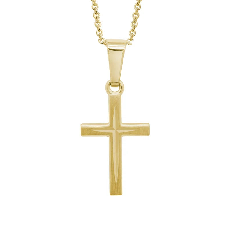 14k Yellow Gold Cross Pendant Necklace