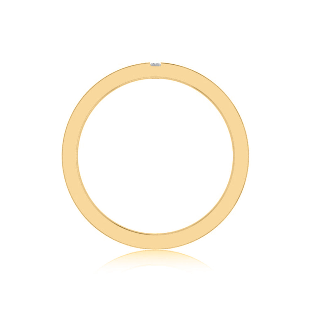 A. Jaffe 14k Yellow Gold Gents Satin Finish Single Row Diamond Wedding Band