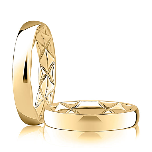 A Jaffe 14k Gold 4mm Classic Quilted Wedding Band