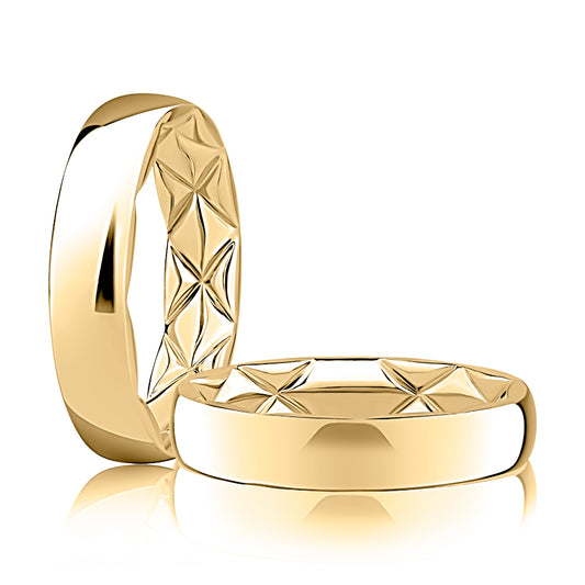 A Jaffe 14k Gold 5mm Classic Quilted Wedding Band
