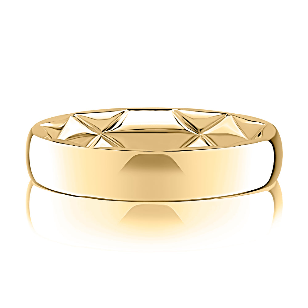 A Jaffe 14k Gold 5mm Classic Quilted Wedding Band
