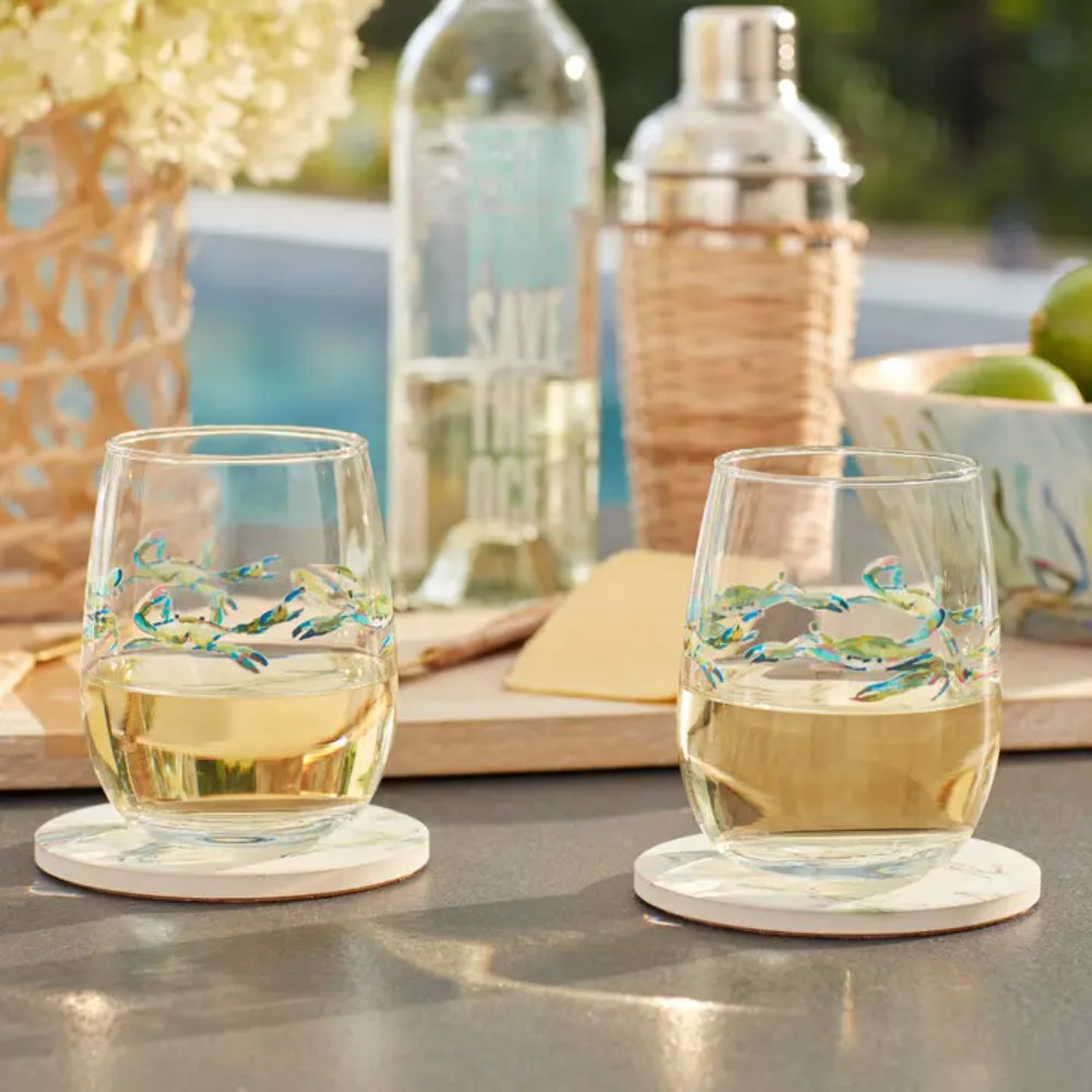 Kim Hovell Art Wine Glass - Bay Blues