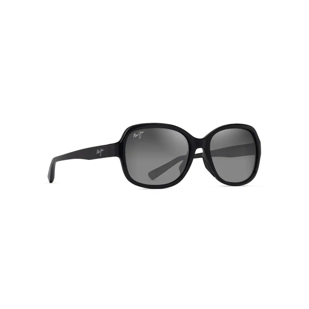 Black Ray-Ban sunglasses with a chunky, oversized square frame and dark gray lenses, shown from a side angle on a plain white background.