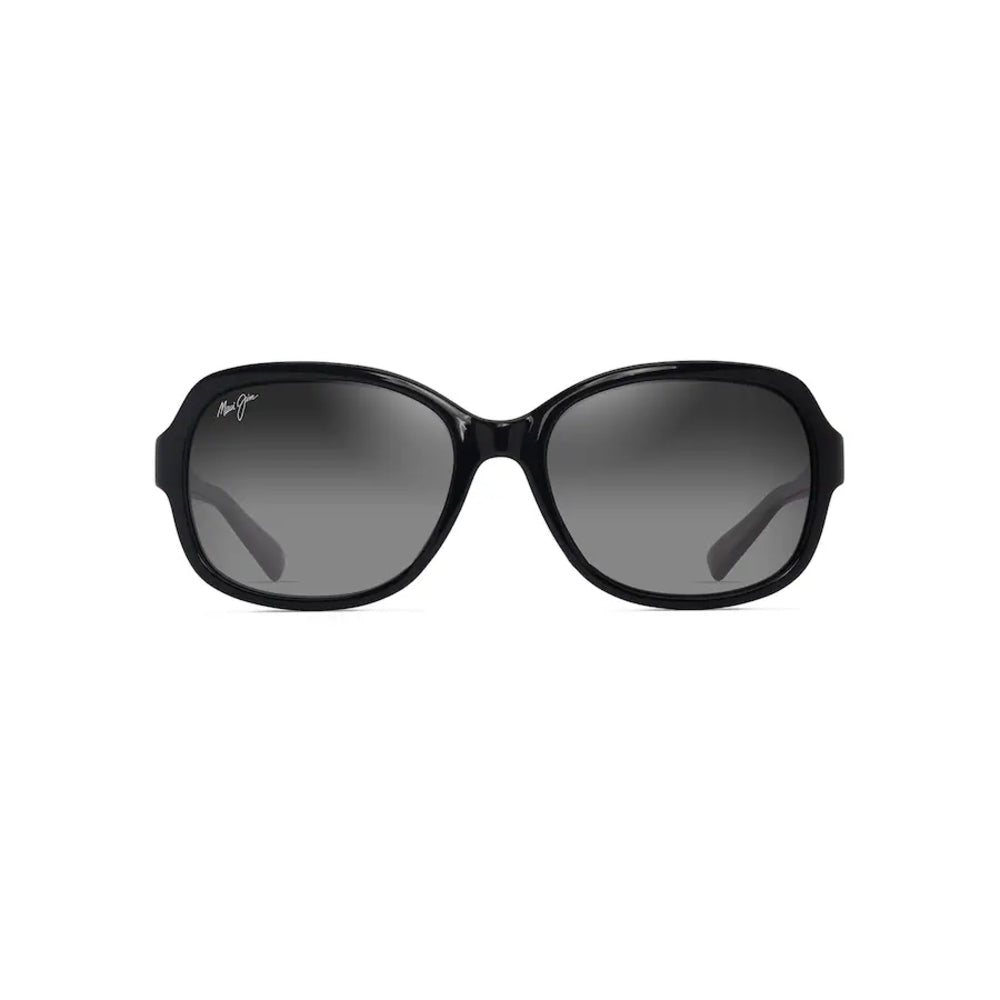 Black sunglasses with a bold, oversized cat-eye frame and dark gray gradient lenses, shown against a plain white background.