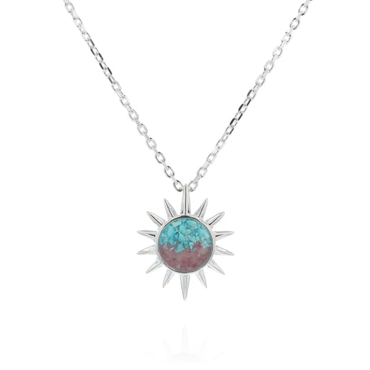 Dune The Sun Necklace - Short - Turquoise Gradient & Pink Tourmaline