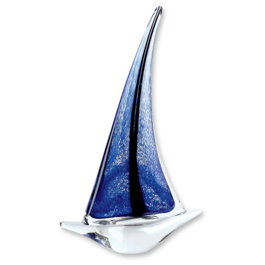 Badash Murano Style Artistic Glass 13" Blue Sailboat (In-Store Only Pick Up)