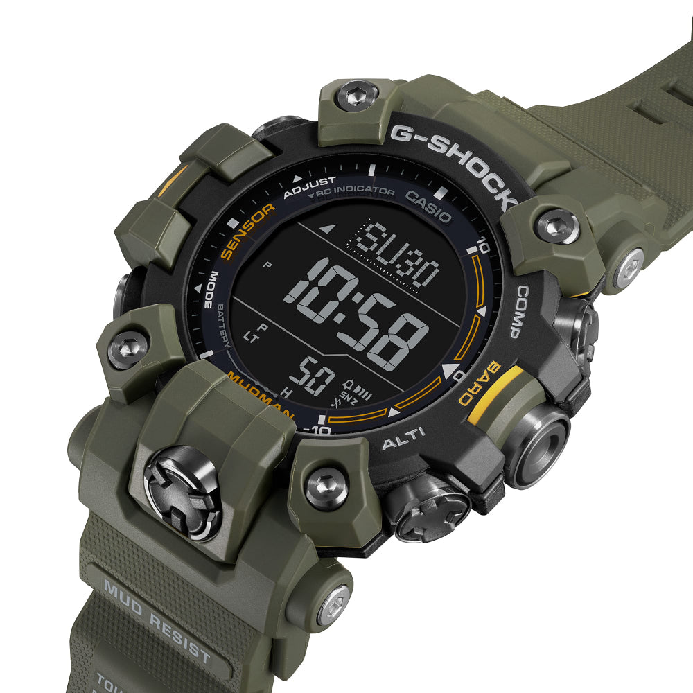 G-Shock Master of G-Land Mudman Solar - Black Dial With Green case and Strap