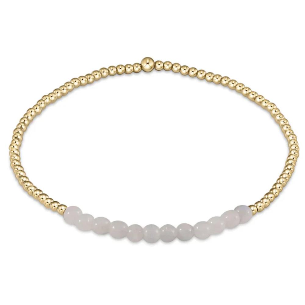 enewton 6.25" Gold Bliss Gemstone 2mm Bead Bracelet - Moonstone