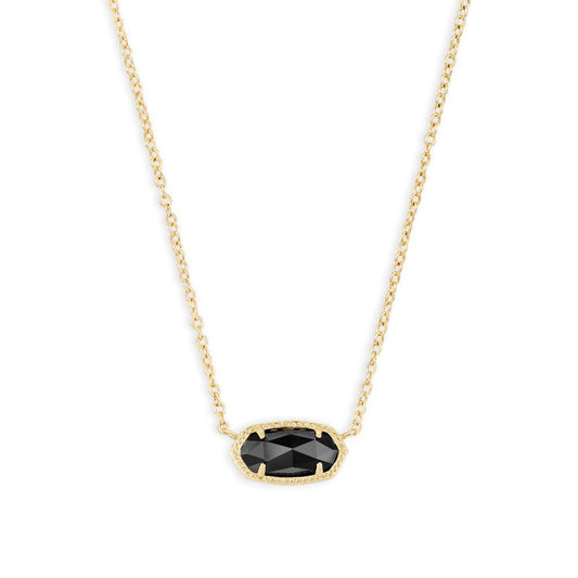 Kendra Scott Elisa Gold Pendant Necklace in Black Opaque Glass
