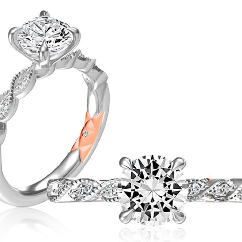 A. Jaffe Twist Shank Round Diamond Engagement Ring