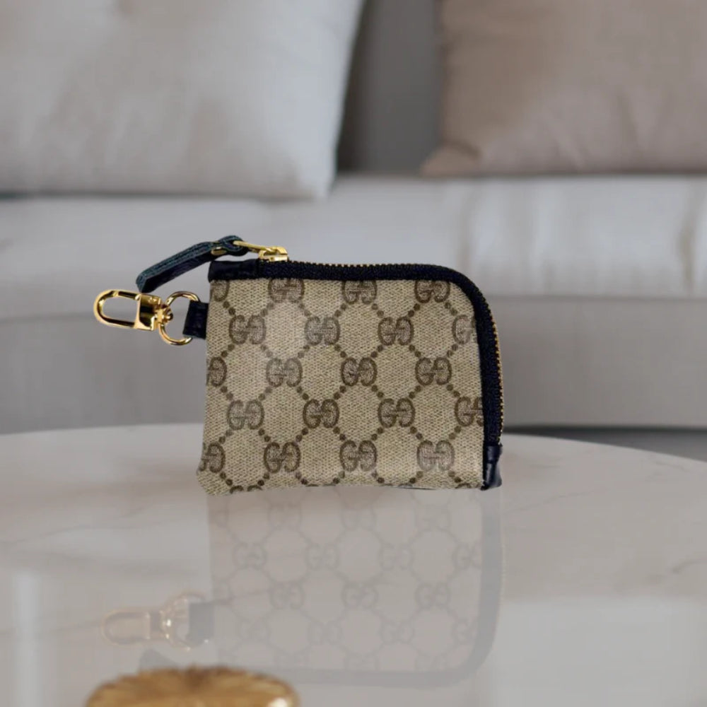 Beaudin Designs Penny Keychain Wallet in Mocha Leather & Upcycled GG