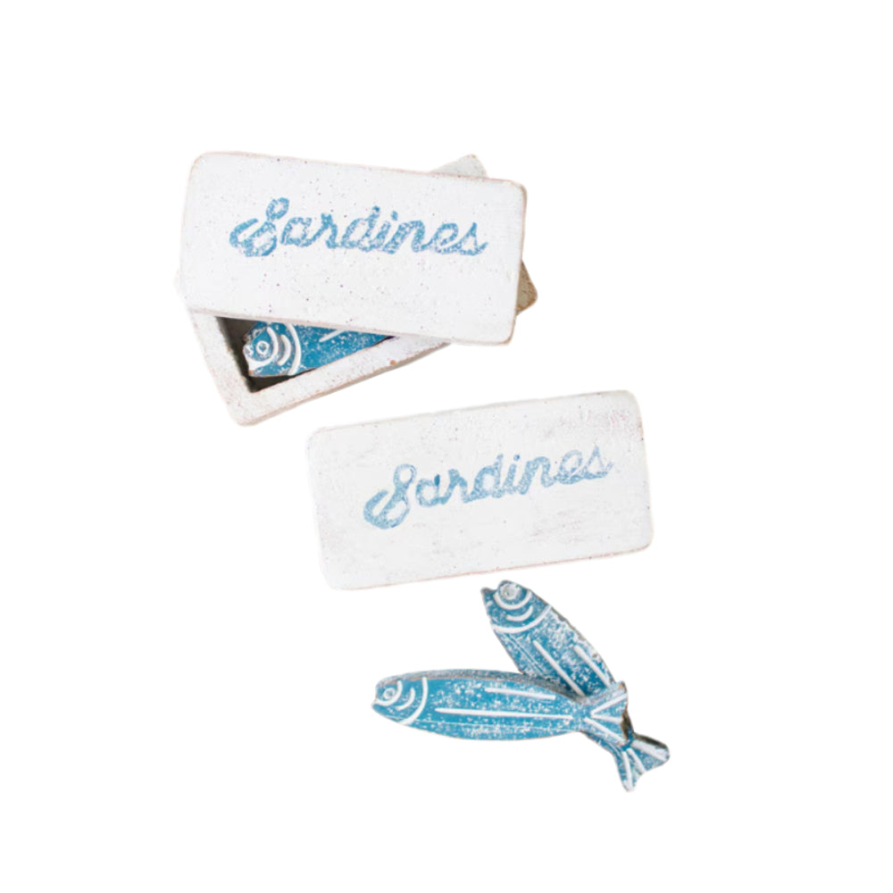 Kalalou Painted Clay Sardines in a Box