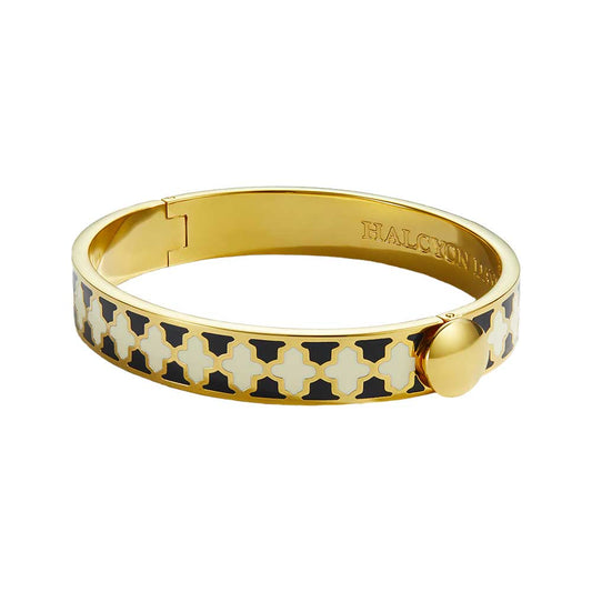 Halcyon Days 1cm Agama Gold Hinged Enamel Bangle