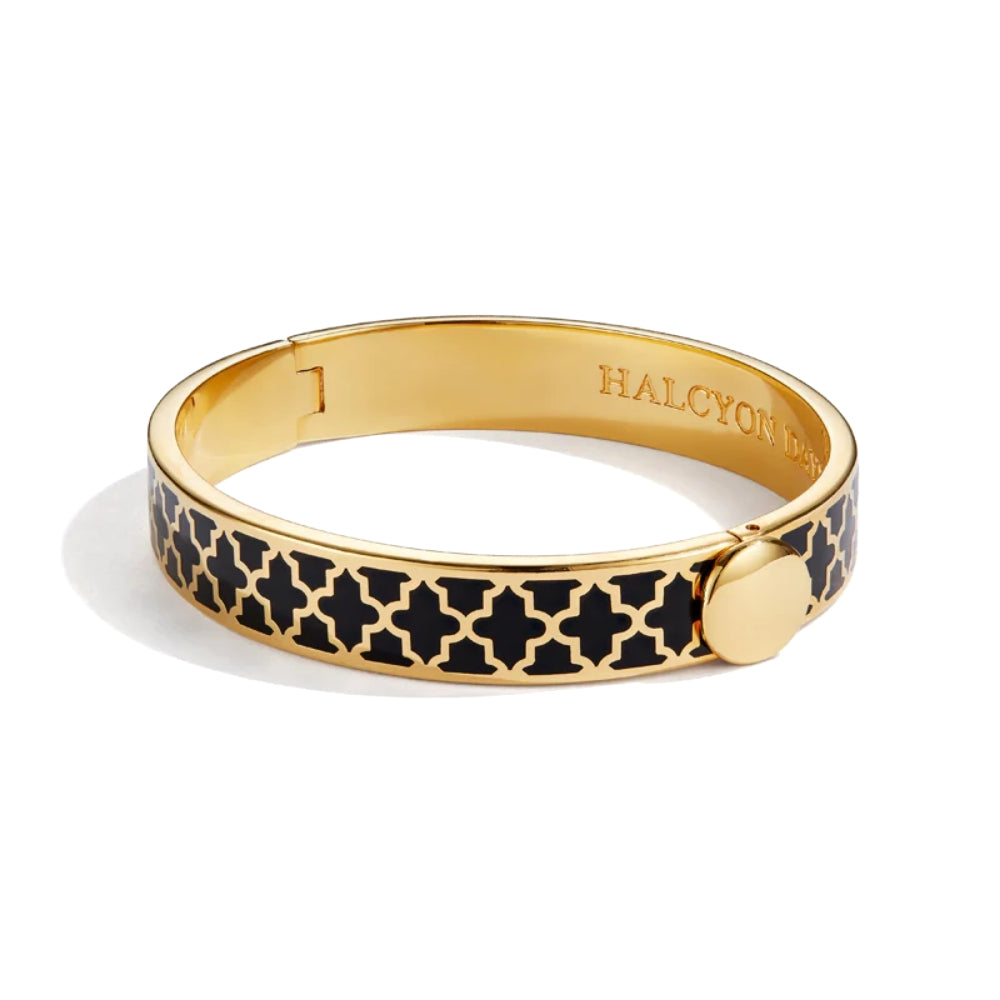 Halcyon Days 1cm Agama Gold Hinged Enamel Bangle