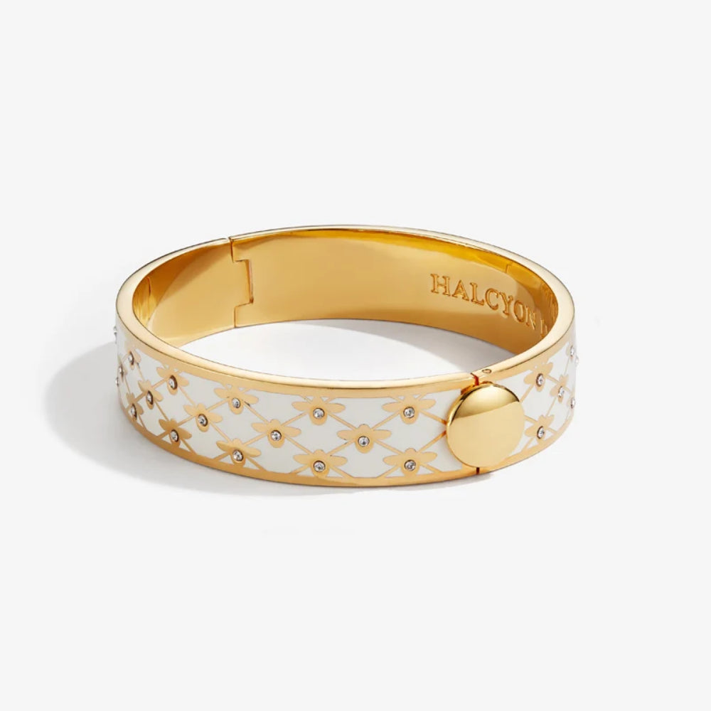 Gold and Cream Hinged Bangle