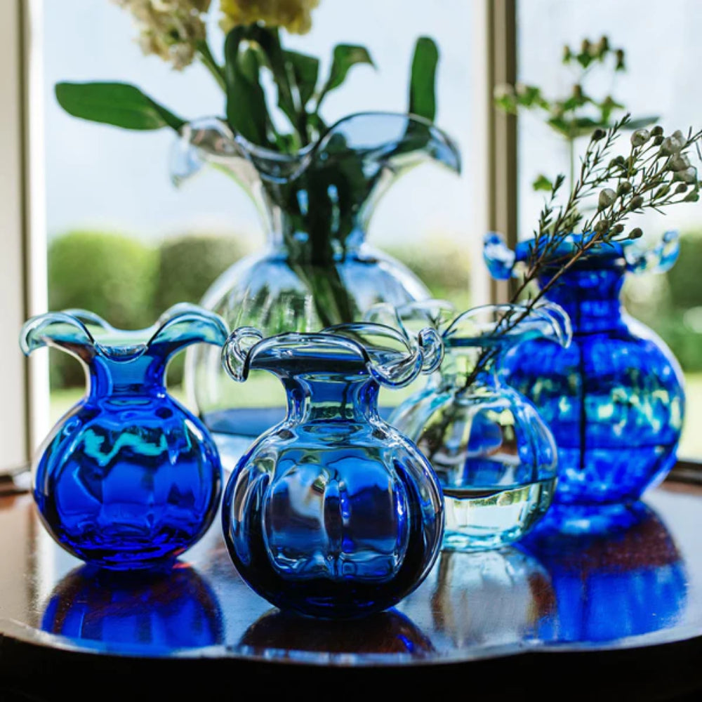 Vietri Hibiscus Glass Indigo Bud Vase