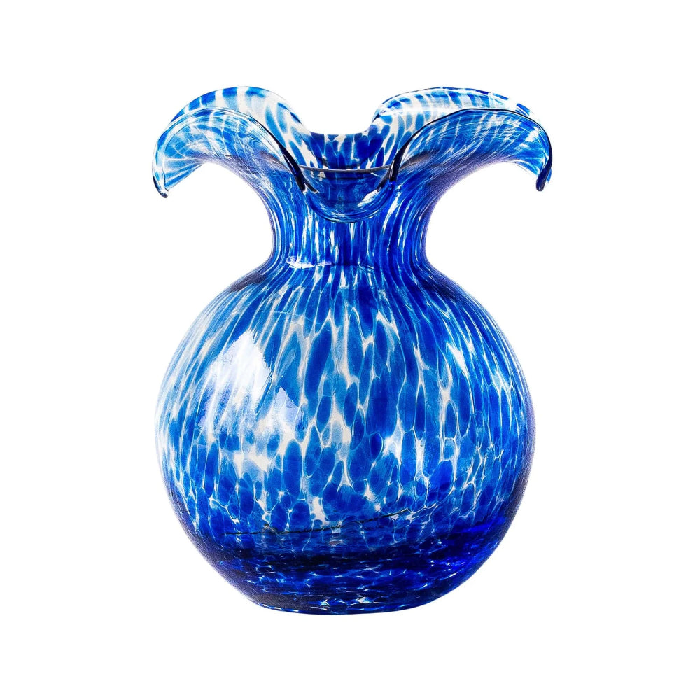 Vietri Hibiscus Glass Cobalt Tortoiseshell Fluted Vase