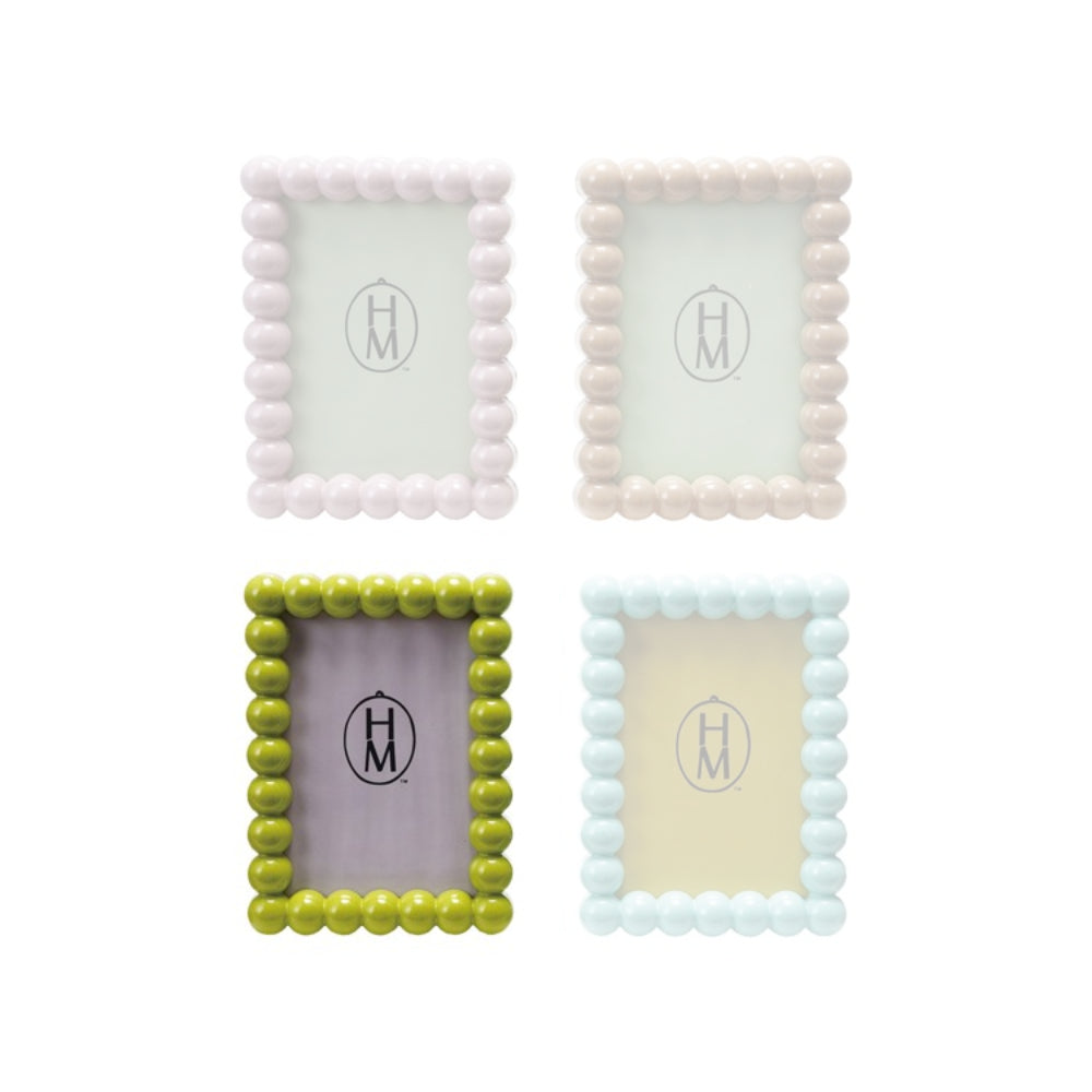 Green hobnail beaded egde 4x6 picture frames with a brand logo on a white background.