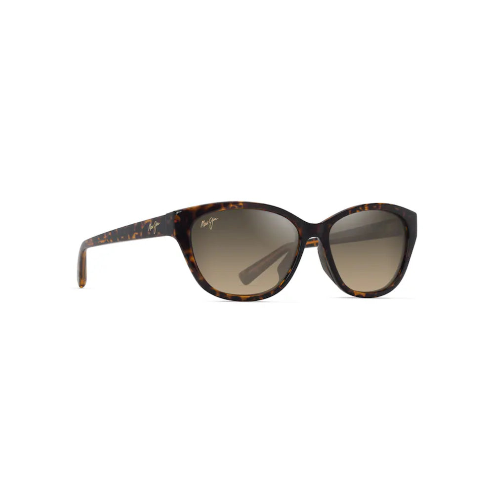 Sunglasses with tortoiseshell frame and gradient lenses on a white background