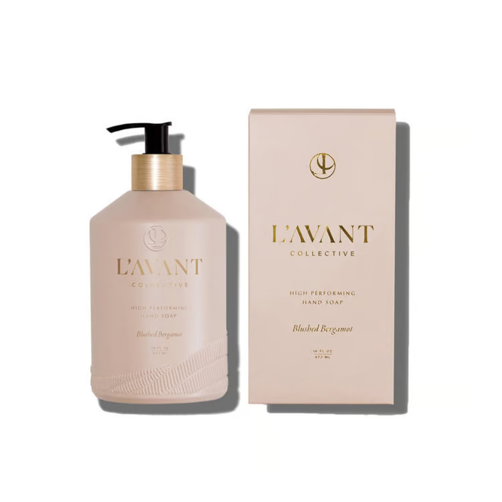 L'Avant Collective hand soap bottle and packaging on a white background.