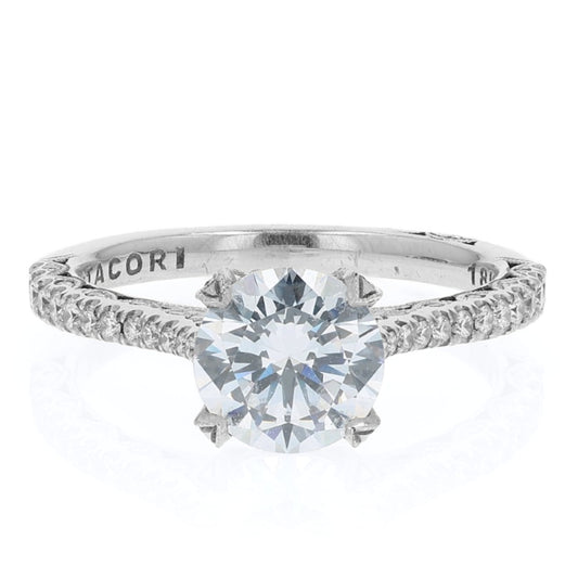Tacori 18k Gold Petite Crescent Round Diamond Hidden Halo Engagement Ring