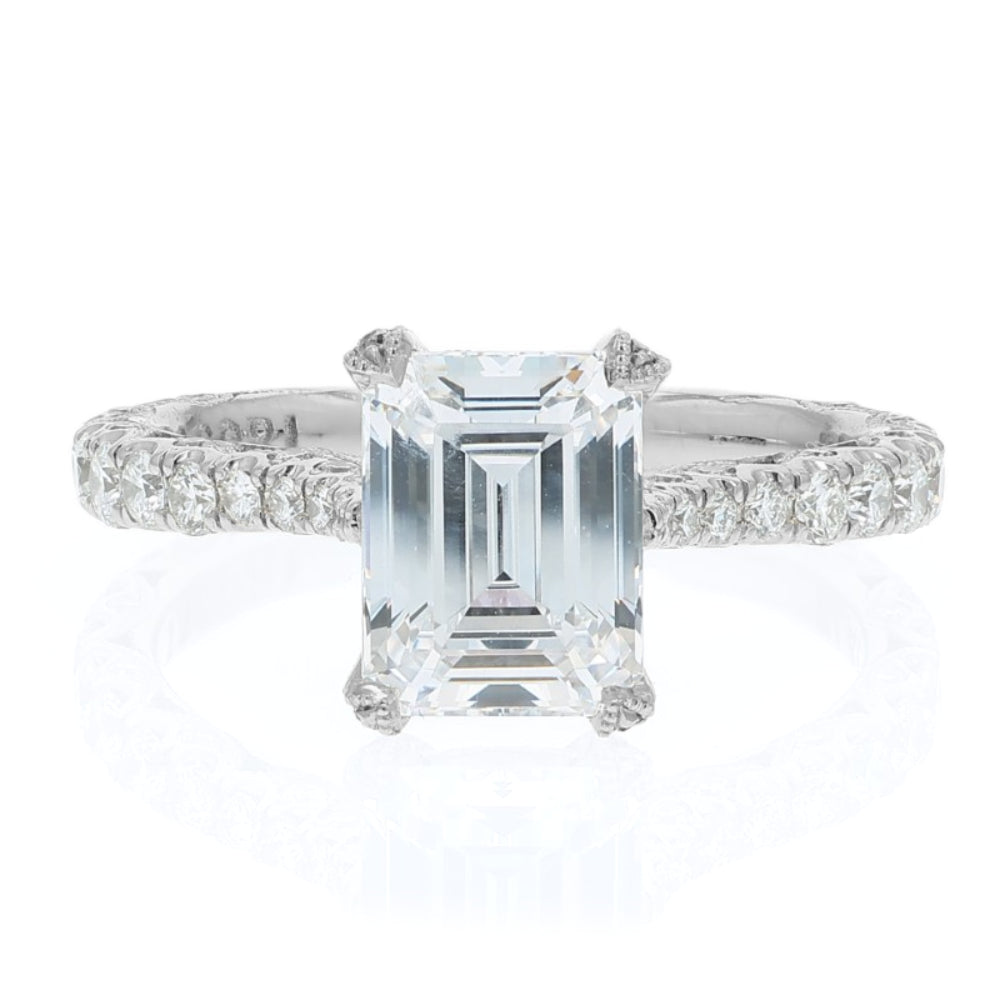 Tacori Platinum RoyalT Collection Emerald Cut Diamond Solitaire Engagement Ring