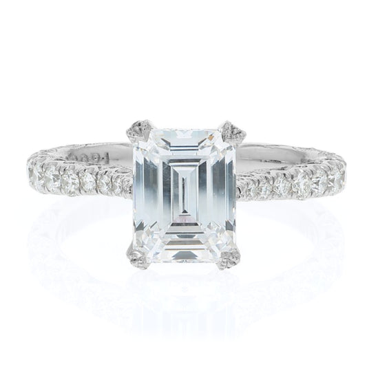Tacori Platinum RoyalT Collection Emerald Cut Diamond Solitaire Engagement Ring