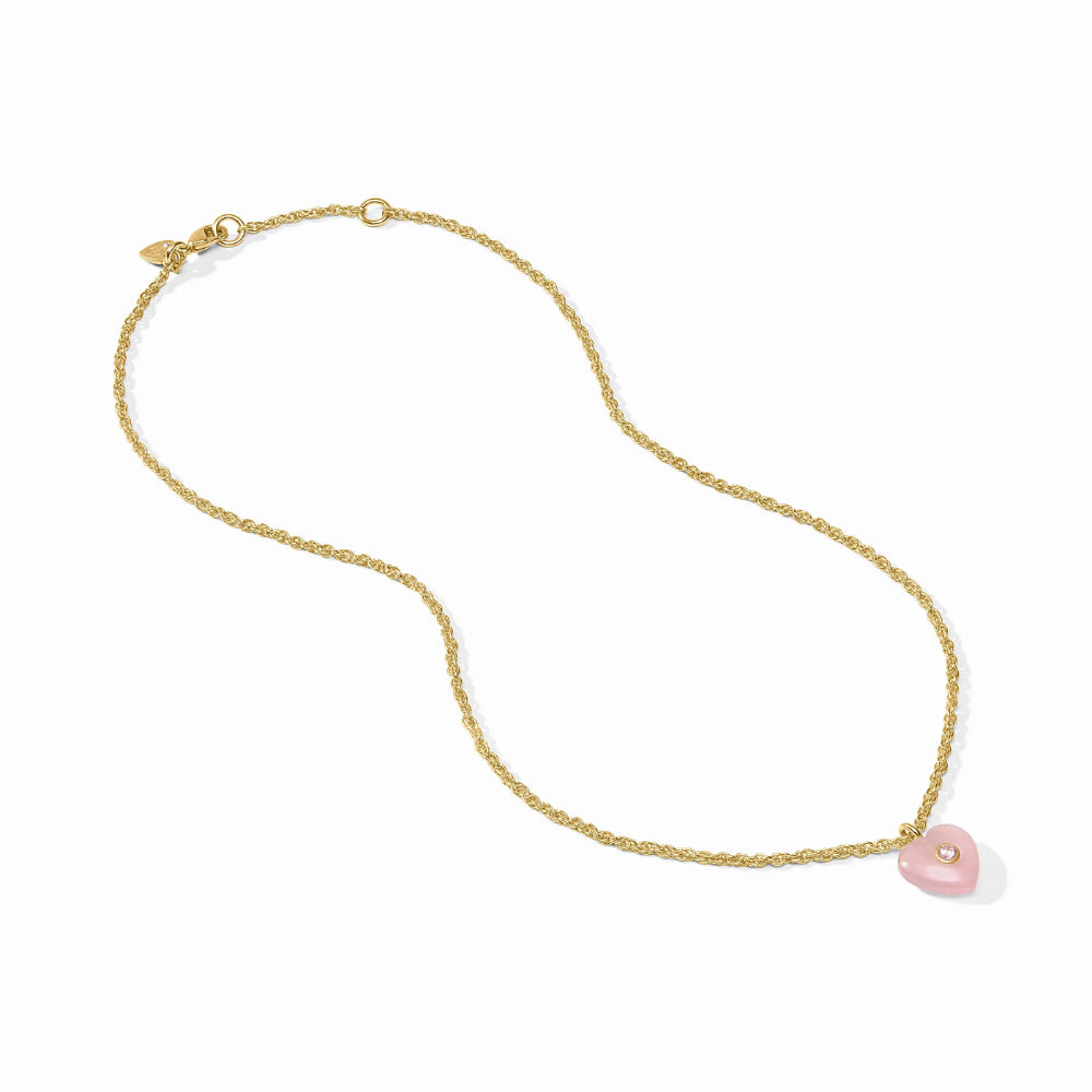 Julie Vos Heart Delicate Necklace - Pink Quartz