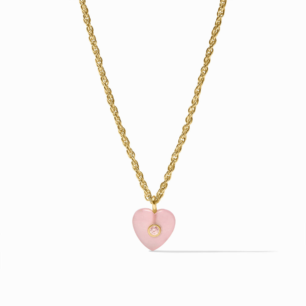Julie Vos Heart Delicate Necklace - Pink Quartz