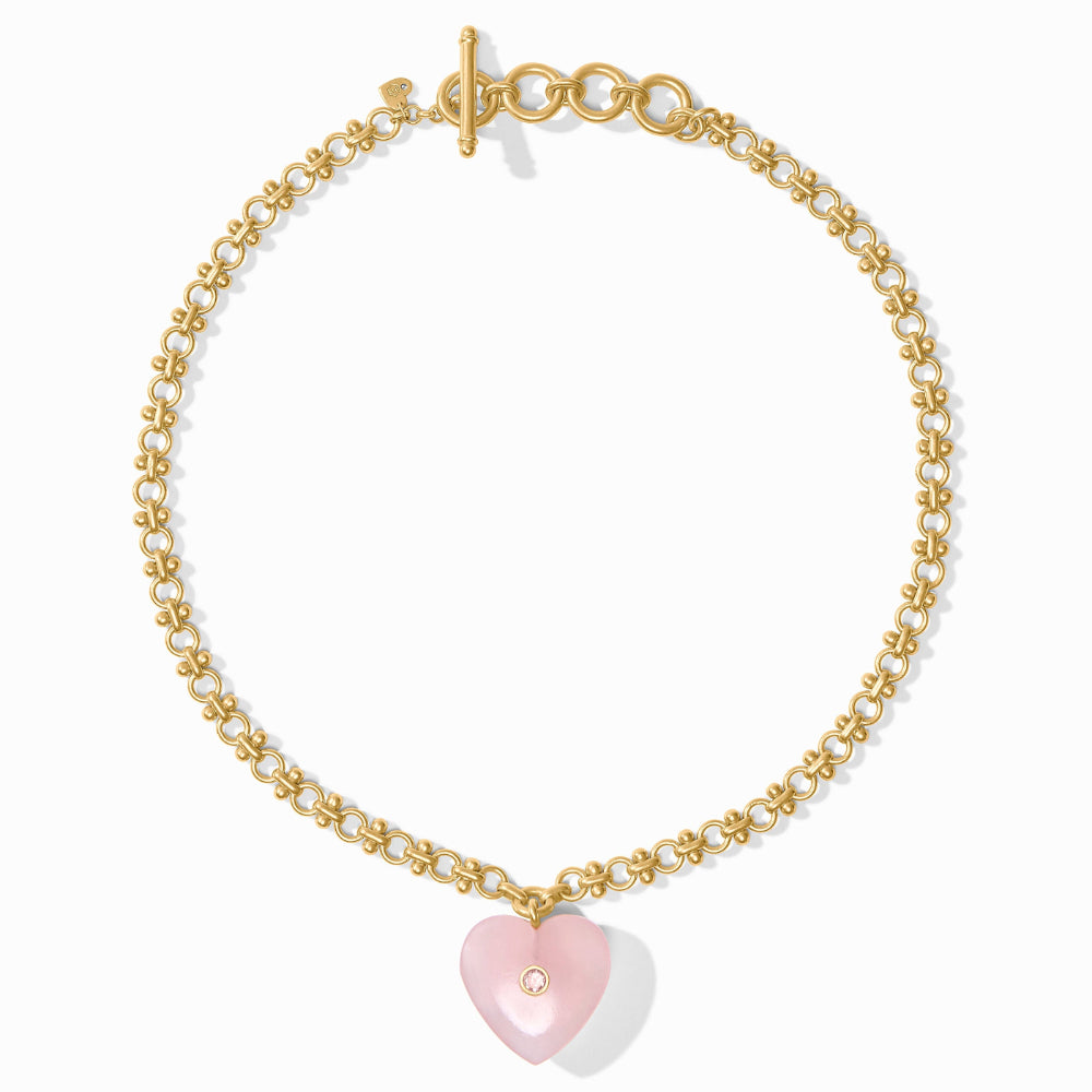 Julie Vos Heart Necklace - Pink Quartz