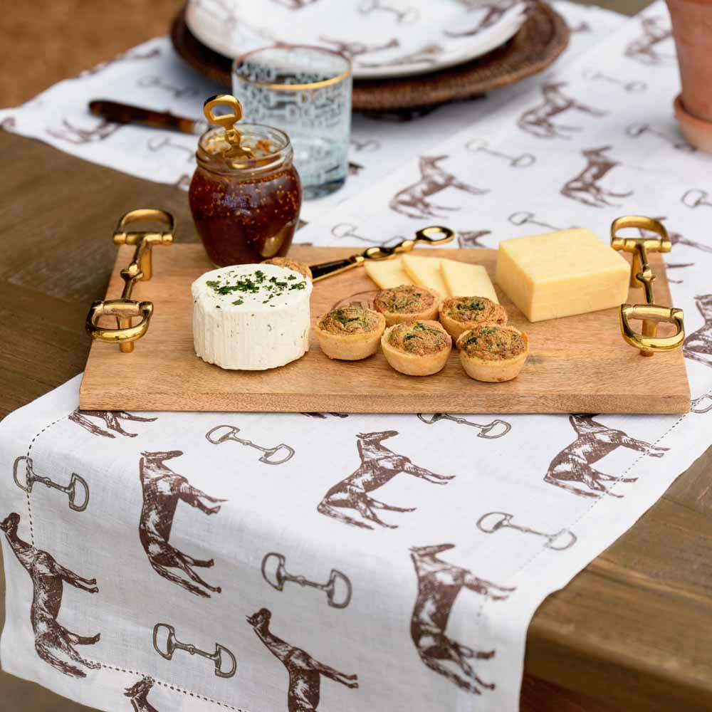 Pomegranate Wooden Cheese Tray with Snaffle Handles