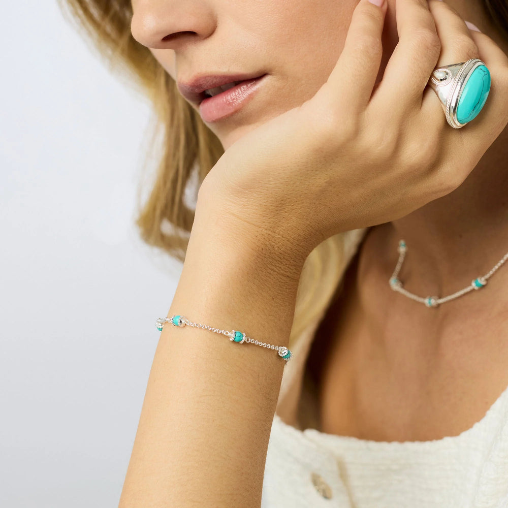 Julie Vos Silver Hydra Delicate Bracelet - Turquoise Blue