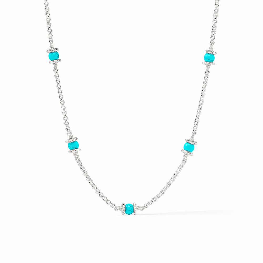 Julie Vos Silver Hydra Delicate Station Necklace - Turquoise Blue