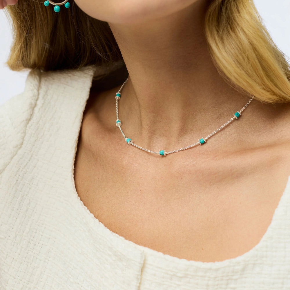 Julie Vos Silver Hydra Delicate Station Necklace - Turquoise Blue