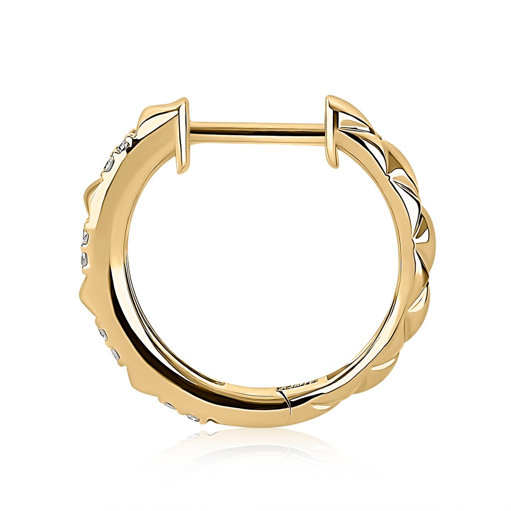 A. Jaffe 14k Gold Faceted Huggie Hoop Earrings with Diamonds