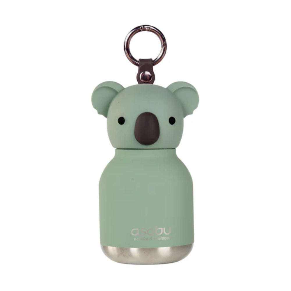 Mint green koala-shaped bottle on a white background